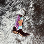 Tooled Leather Boot Keychain