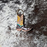 Tooled Leather Boot Keychain