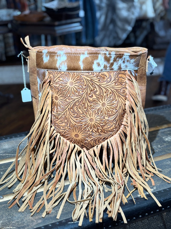 Smooth Leather and hide Crossbody Purse