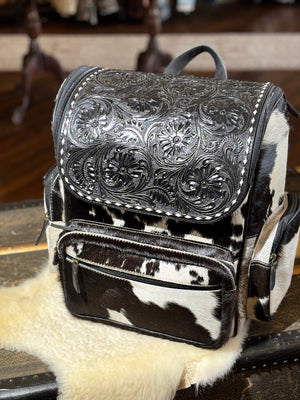 black tooled leather backpack Black Tooled Leather Backpack
