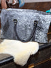 Grey Hair on Hide Duffle Bag