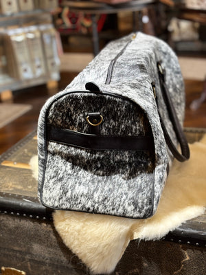Grey Hair on Hide Duffle Bag