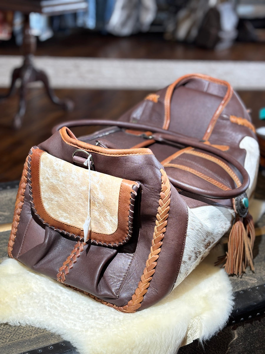 Medium Smooth Leather and Hide Duffle Bag