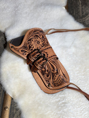Tooled Leather Belt Holster