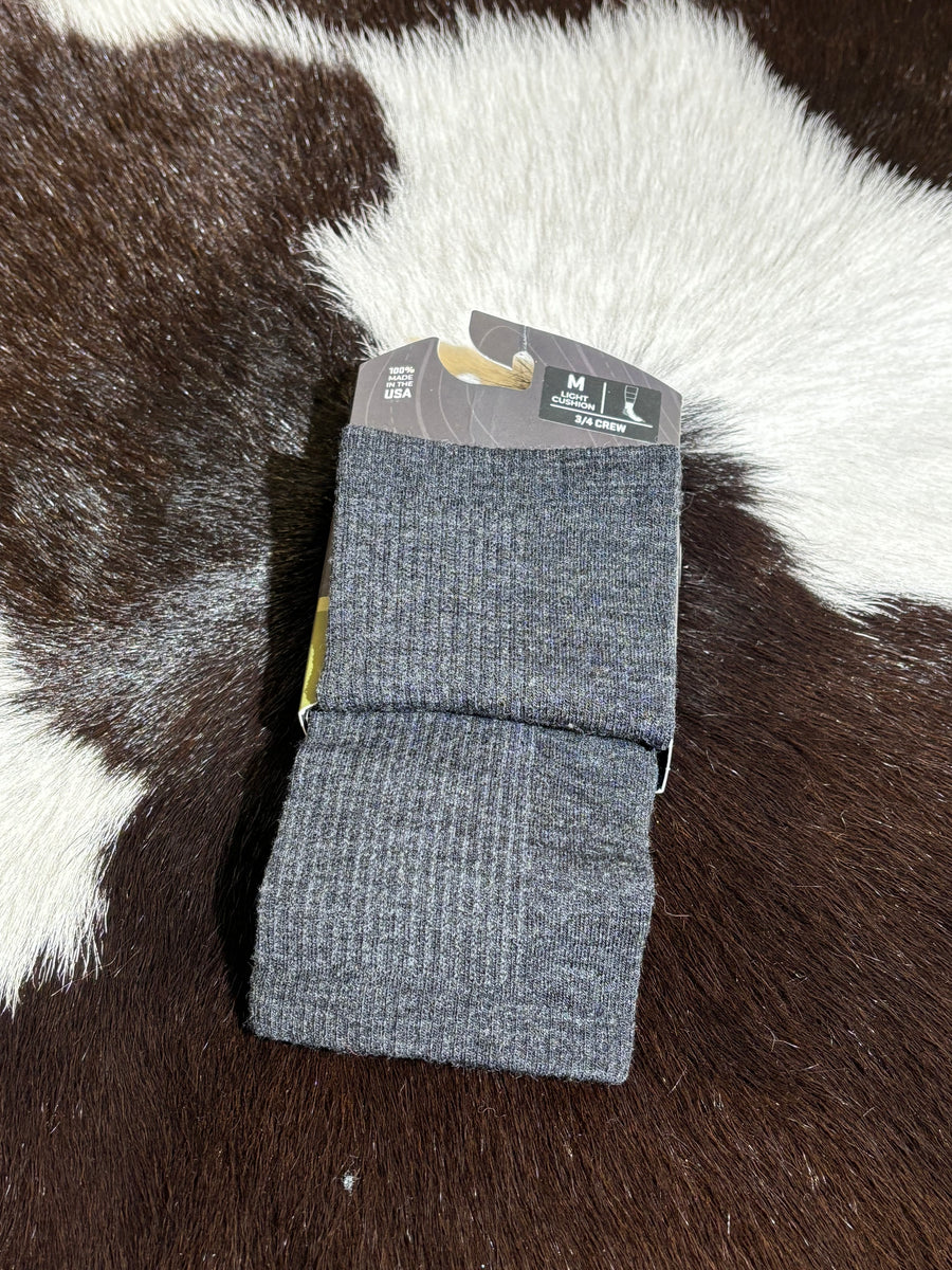 Farm to Feet Socks Trail 3/4 Crew Grey and Black