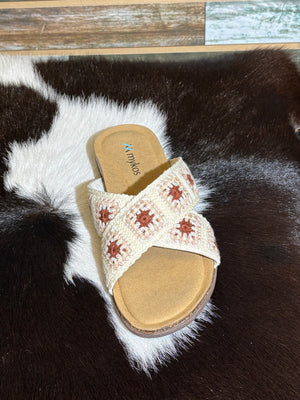 Mykos Sandal Leyla White Crochet