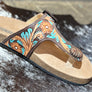 Tooled Leather Thong Sandal