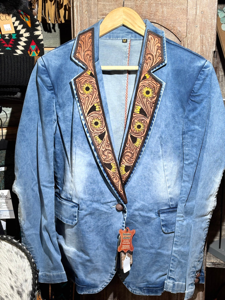 Denim and Leather Blazer