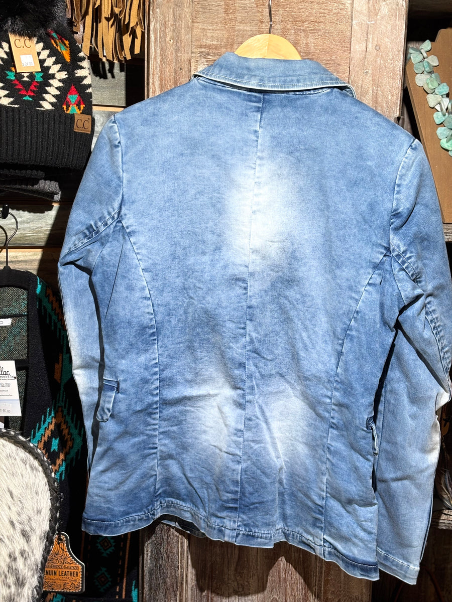 Denim and Leather Blazer