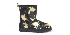 Turano 7.5 in Boot - Black & Gold Etched Cow Print
